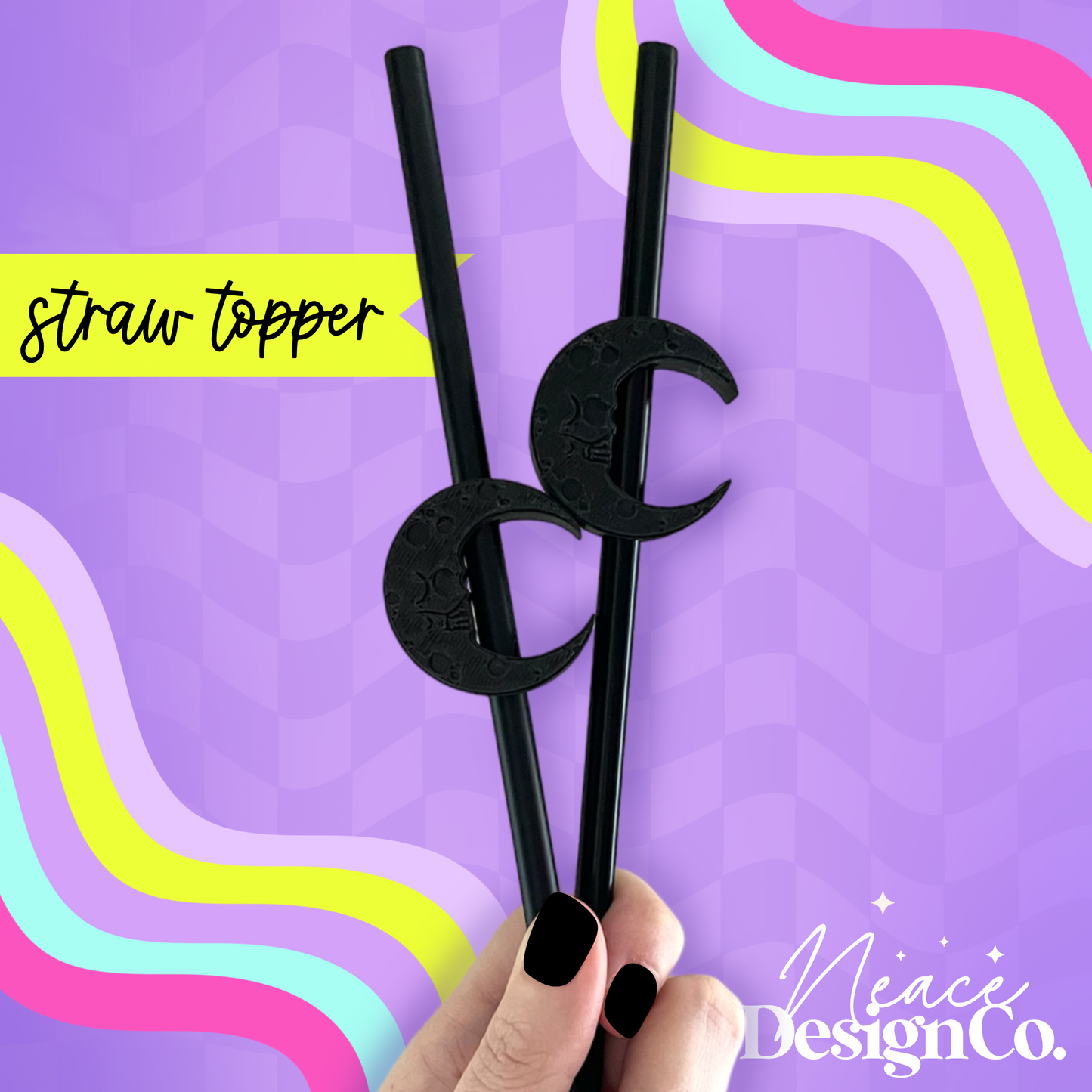 Skellie Moon 3D Straw Topper