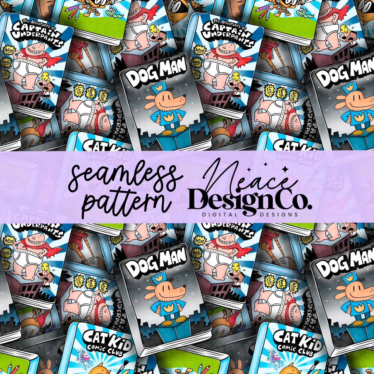 Dav Pilkey Books Seamless Digital PNG