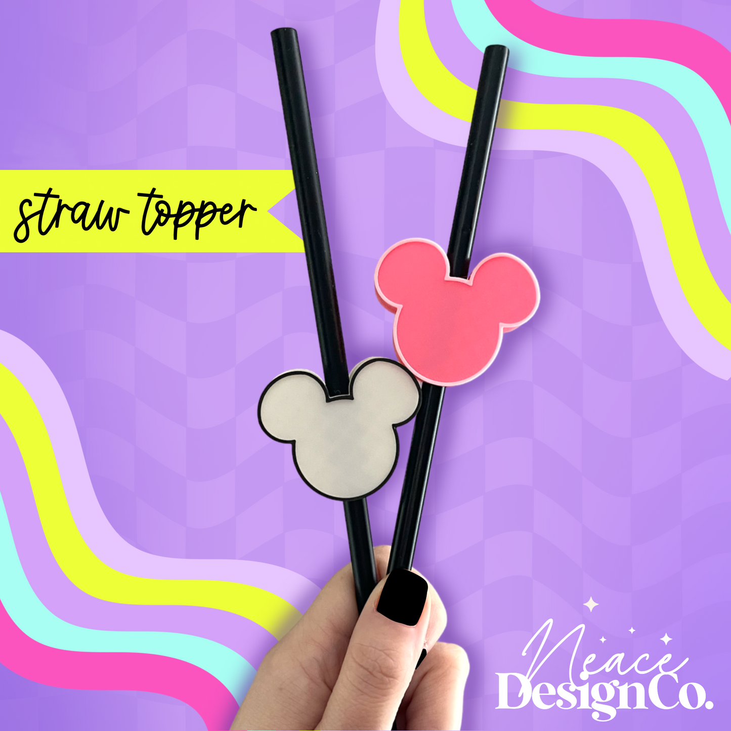 Mickey Ears 3D Straw Topper