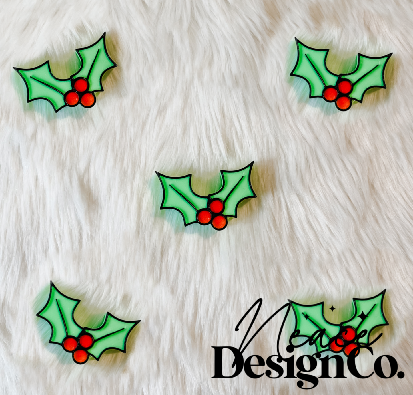 Christmas Holly 3D Straw Topper
