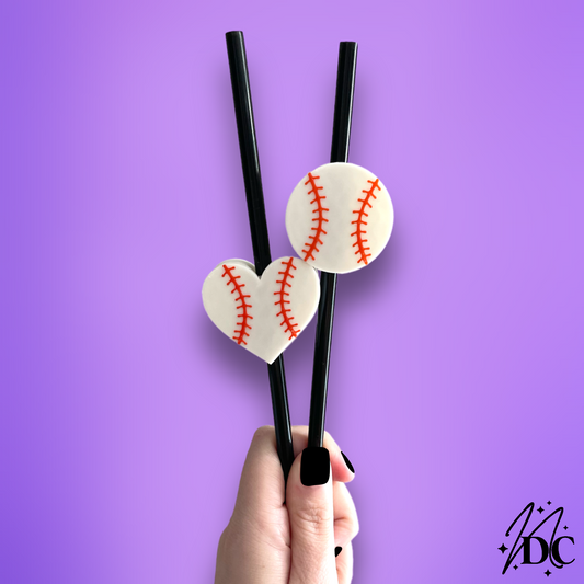 Baseball 3D Straw Topper