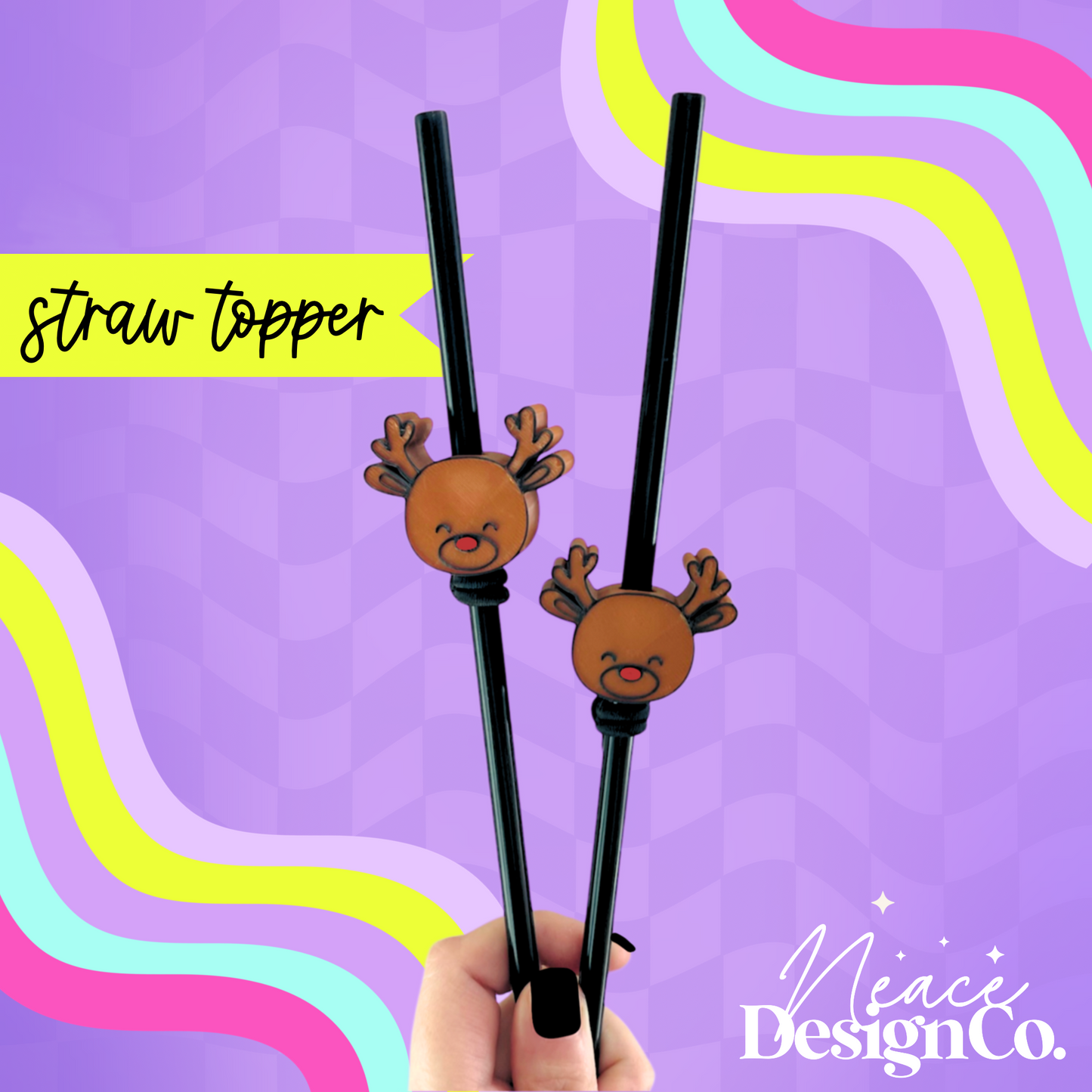 Reindeer 3D Straw Topper