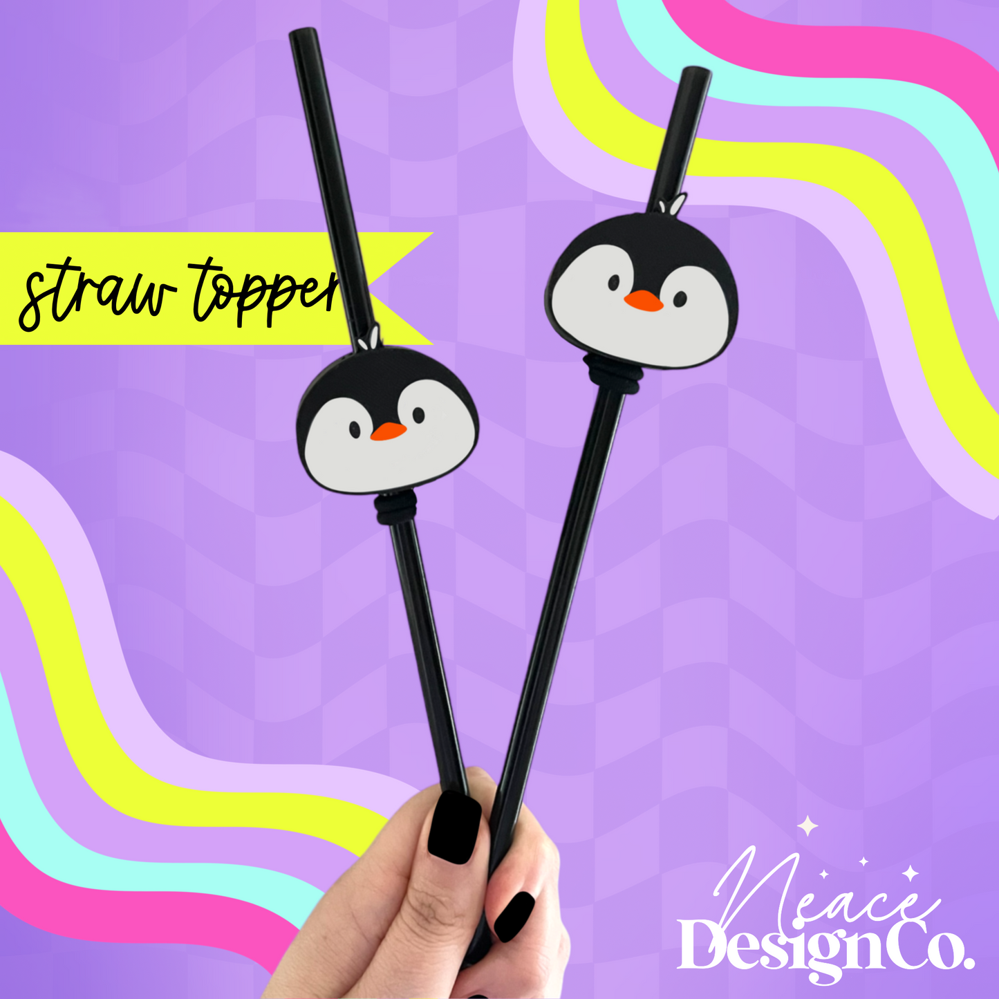 Penguin 3D Straw Topper