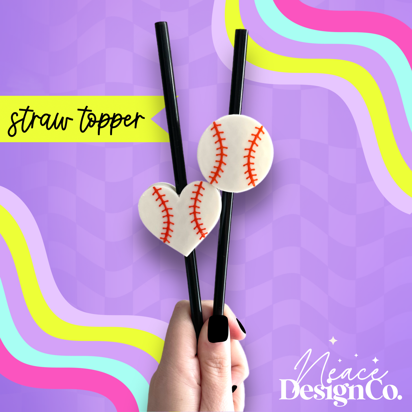 Baseball 3D Straw Topper