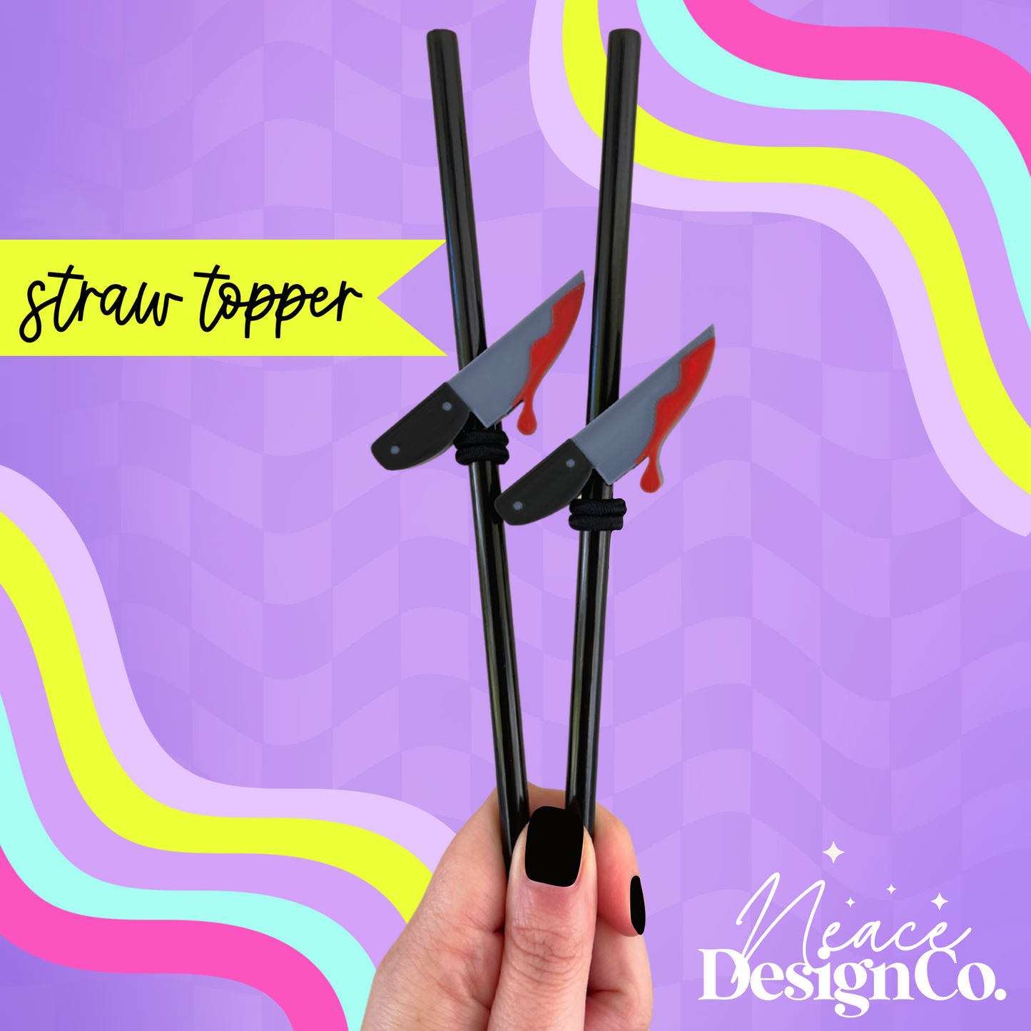 Bloody Knife 3D Straw Topper