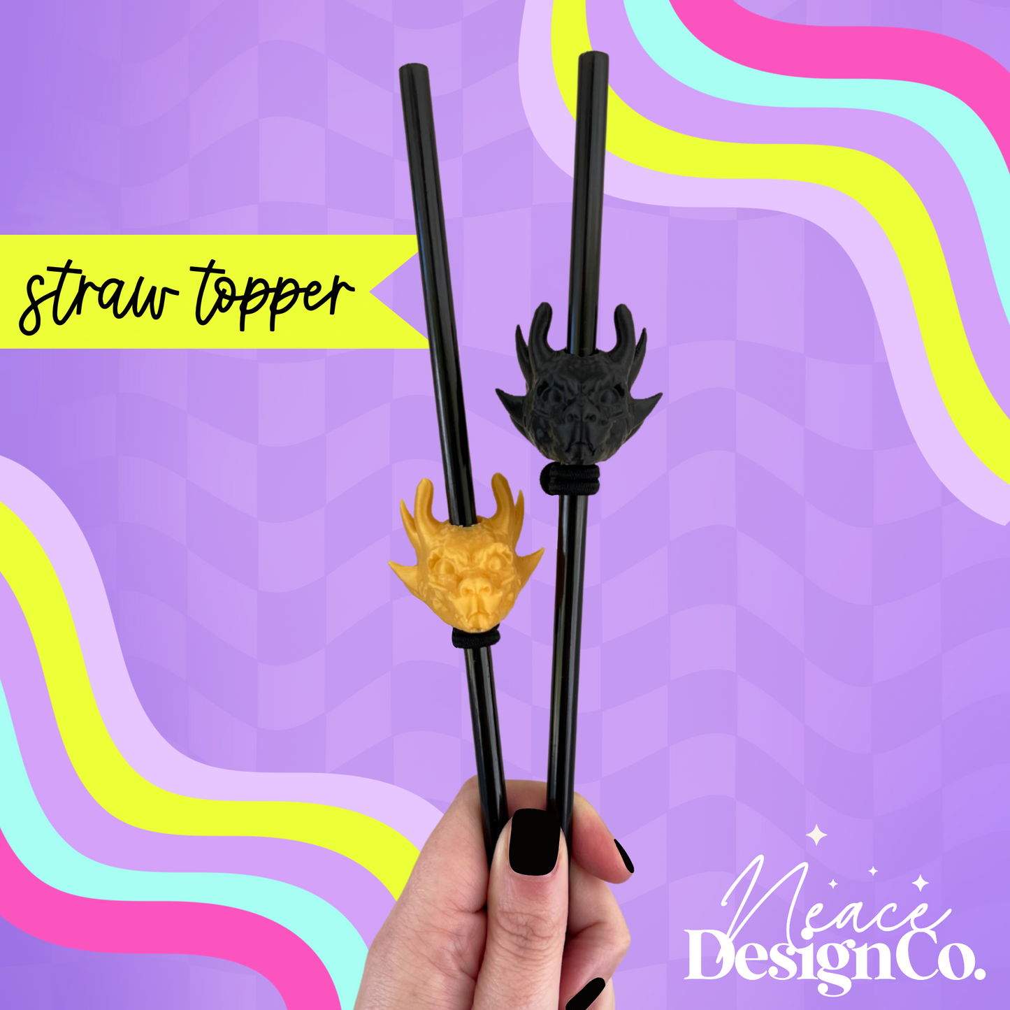 Dragon Head 3D Straw Topper