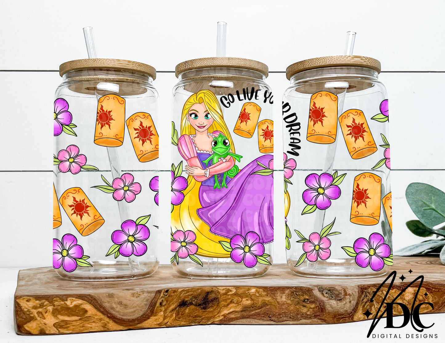 Go Live Your Dream Glass Can Wrap Digital PNG