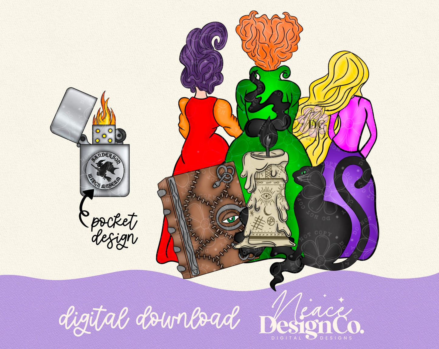 OG Sanderson Sisters Collage w/Pocket Digital PNG