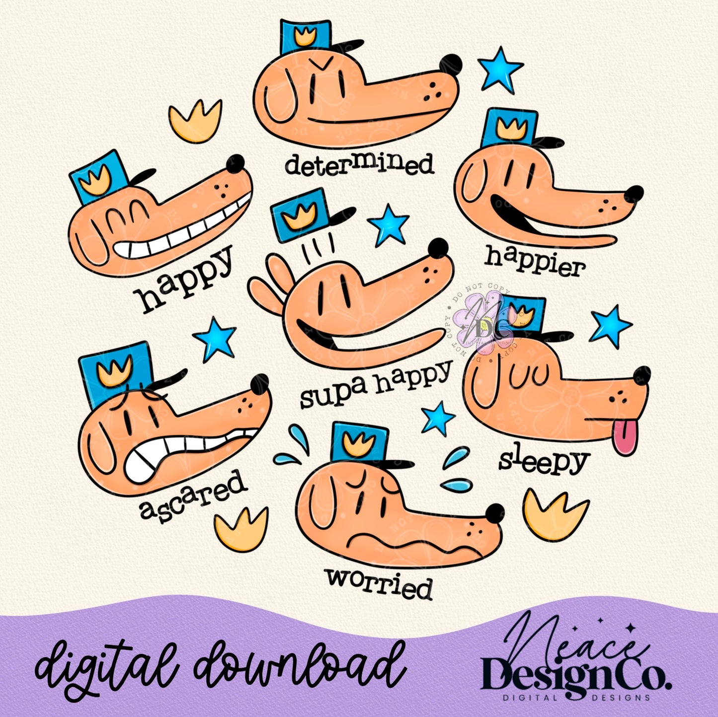 Dog Man Emotions Collage Digital PNG