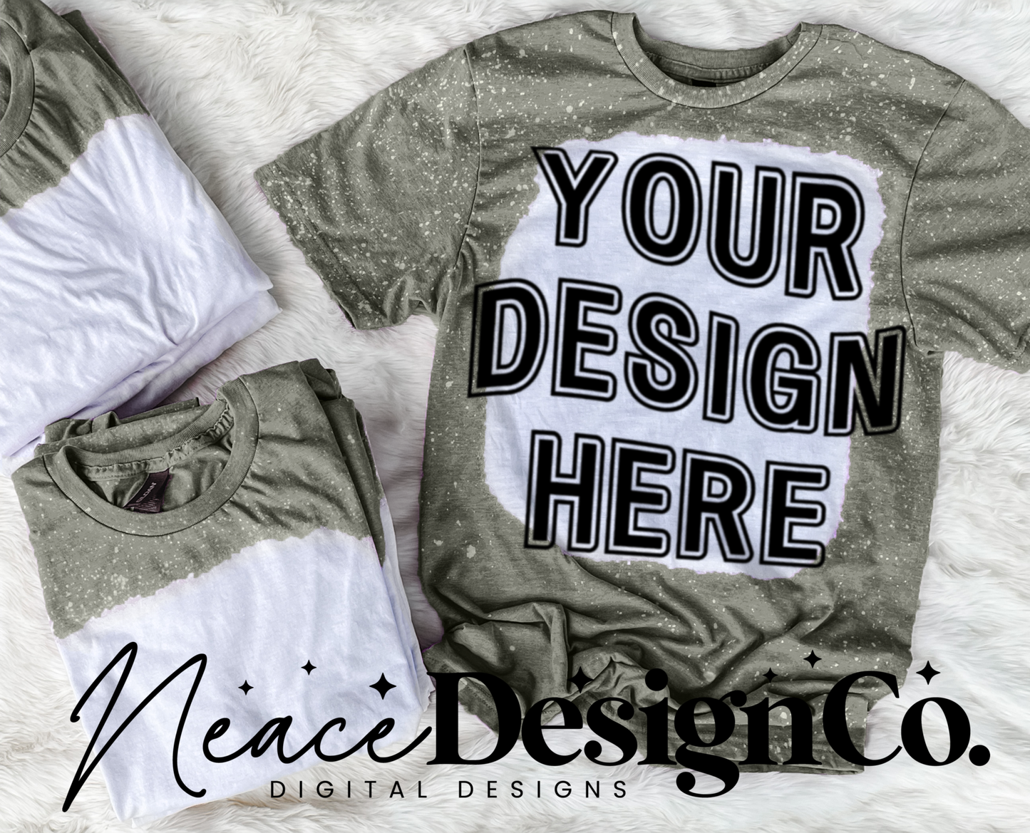 Gildan Heather Military Green Bleached Mockup Digital Download