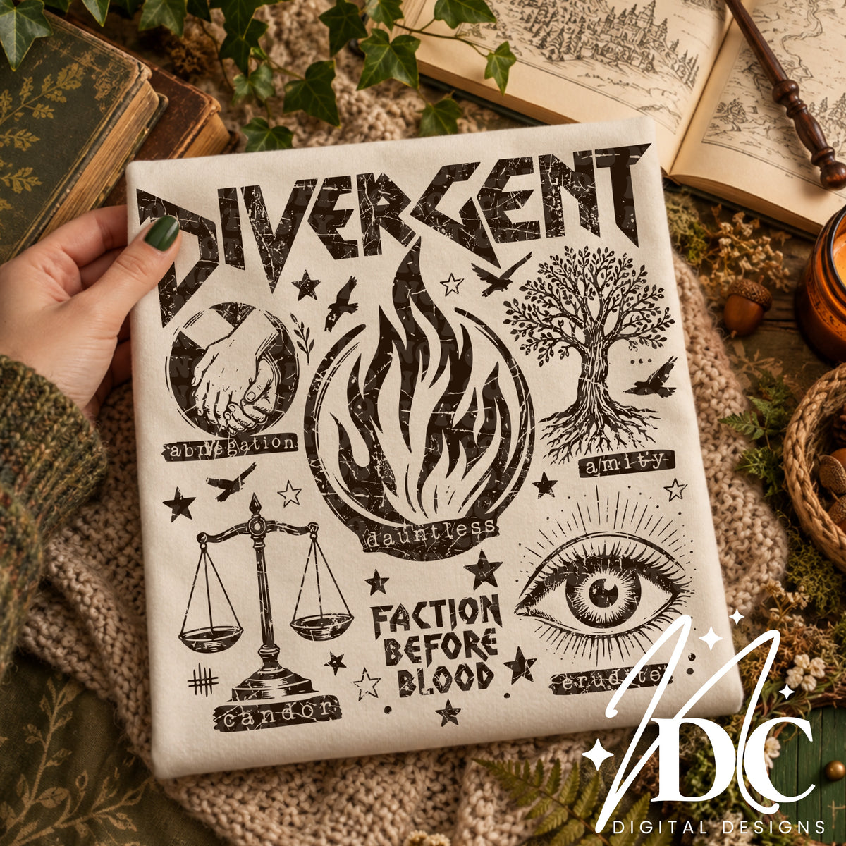 Divergent Distressed Digital PNG