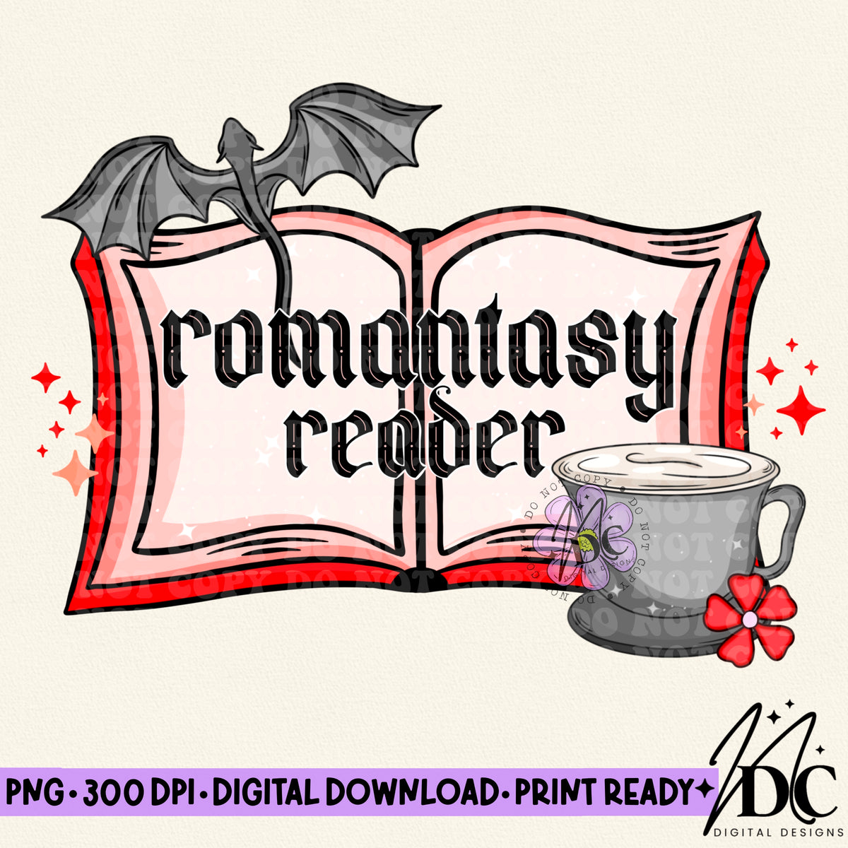 Romantasy Reader Digital PNG