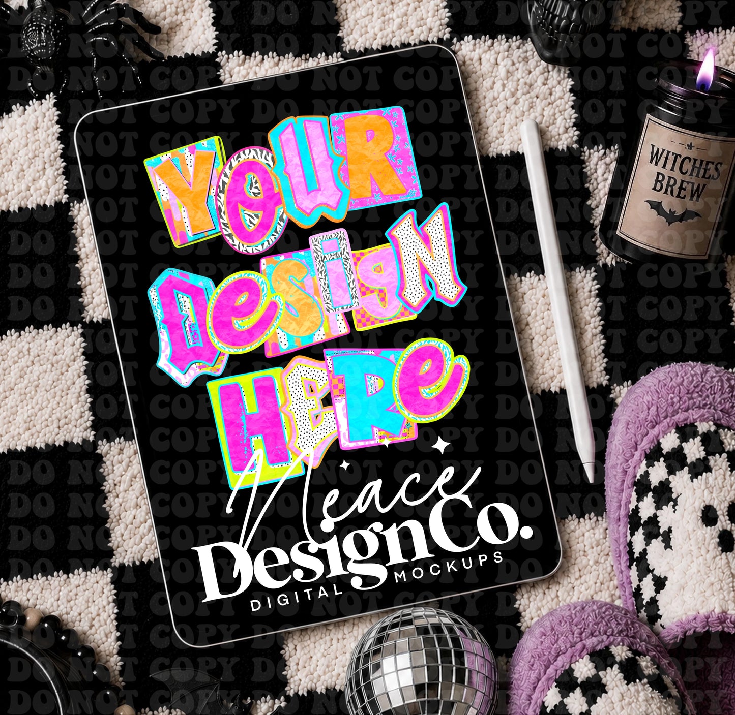 iPad Digital Mockup Spooky Checkered Digital Download