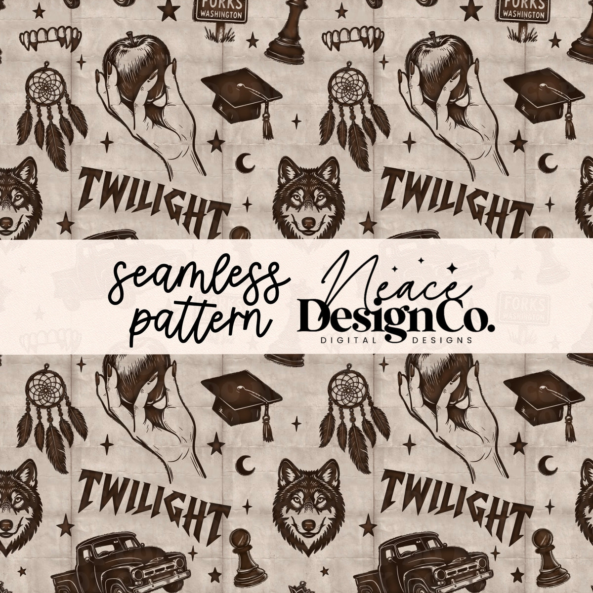 Twilight Brown Seamless Pattern Digital PNG