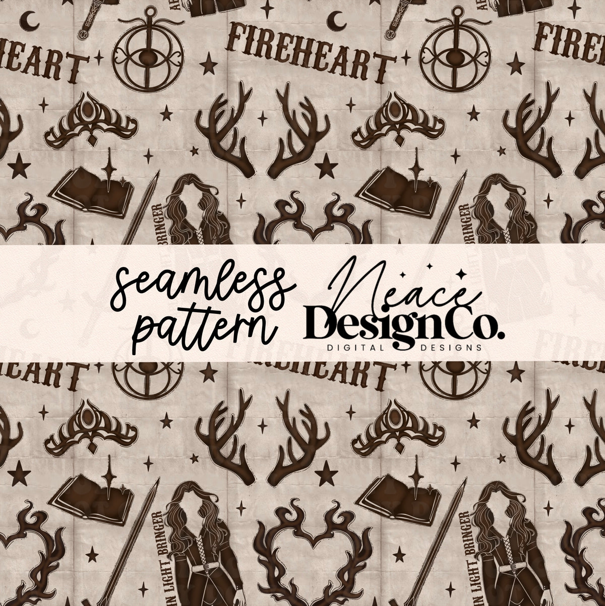 TOG Fireheart Brown Seamless Pattern Digital PNG