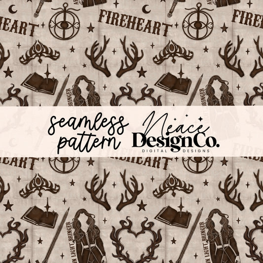 TOG Fireheart Brown Seamless Pattern Digital PNG