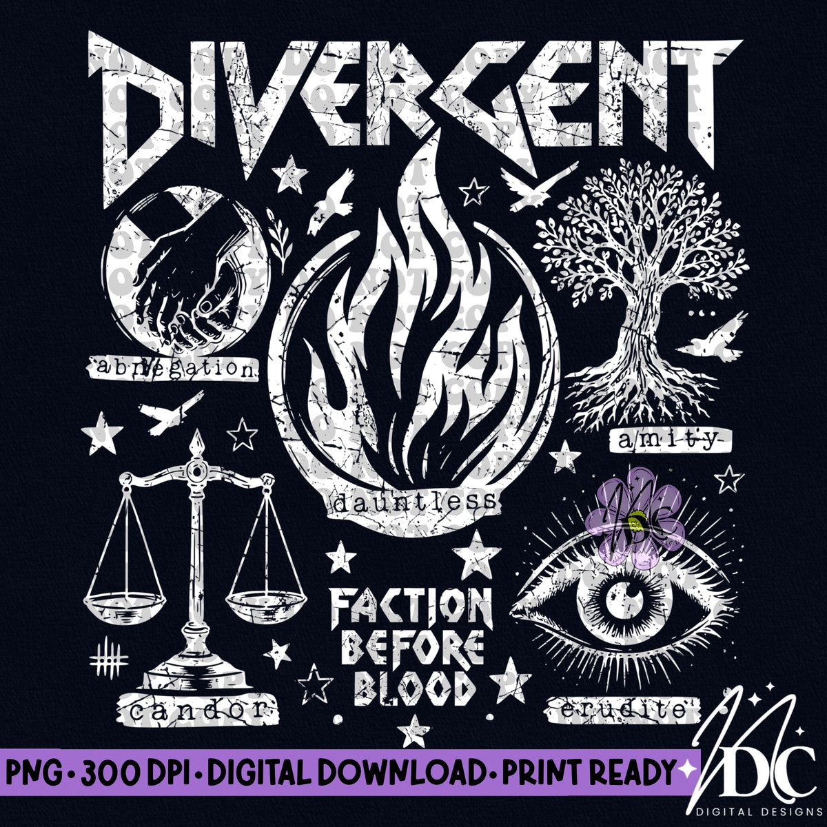 Divergent Distressed Digital PNG