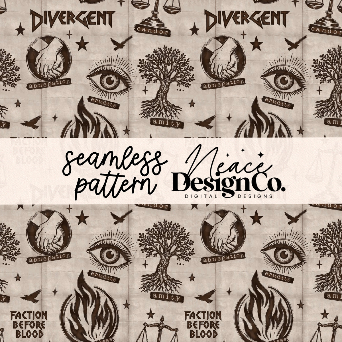 Divergent Brown Seamless Pattern Digital PNG