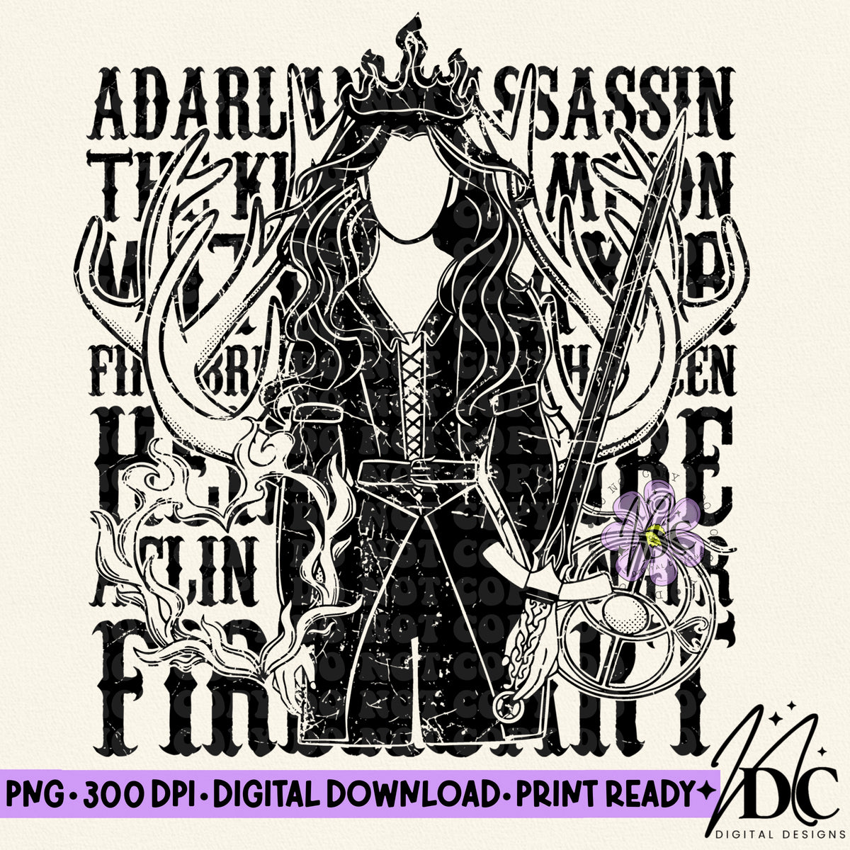 TOG Aelin Fireheart Distressed Digital PNG