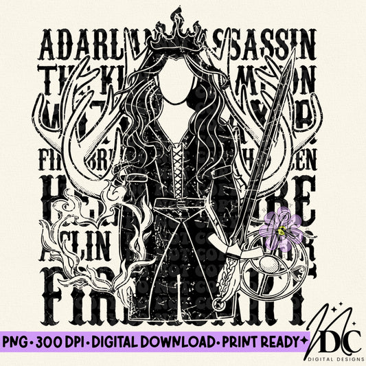 TOG Aelin Fireheart Distressed Digital PNG