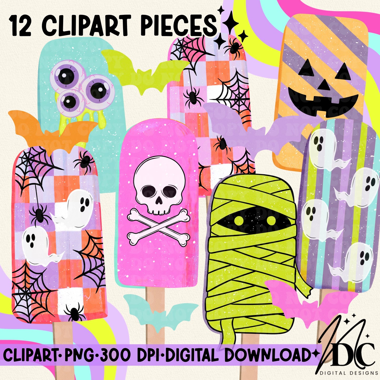 Spooky Popsicle Digital Clip Art