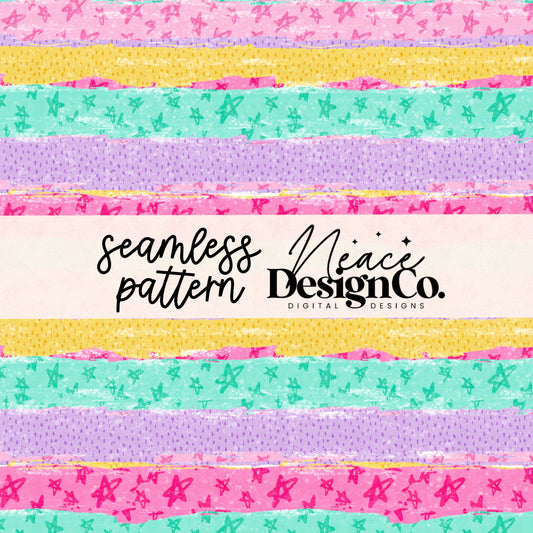 Preppy Striped Halloween Stars Seamless Digital PNG