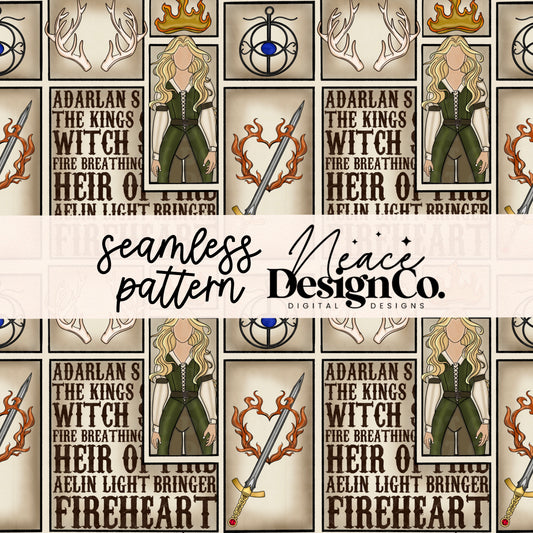 TOG Fireheart Seamless Pattern Digital PNG