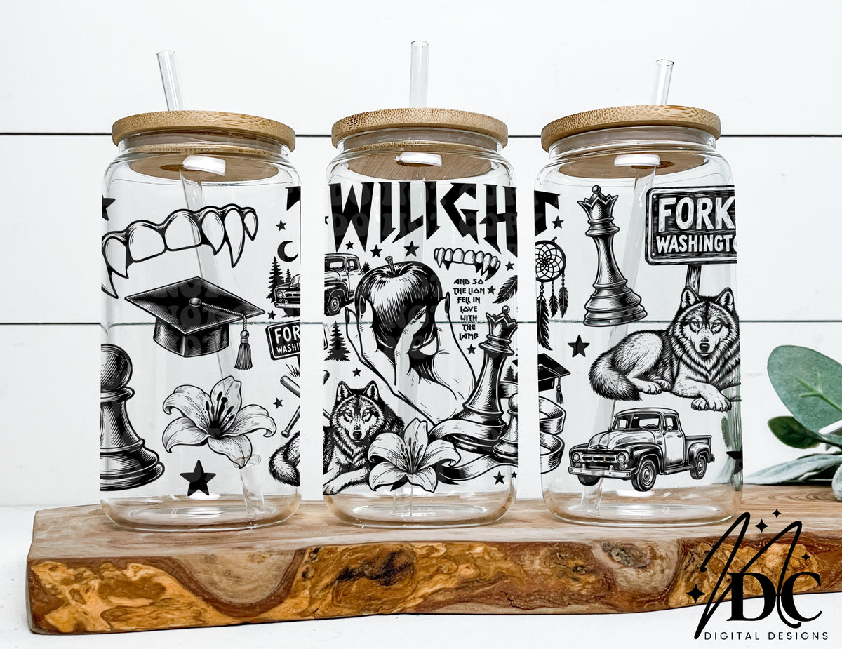Twilight Glass Can Wrap Digital PNG