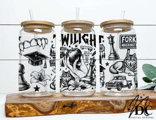 Twilight Glass Can Wrap Digital PNG