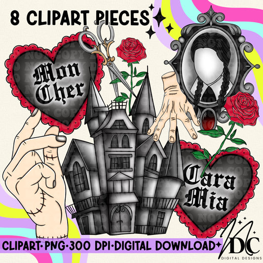 Addams Spooky Digital Clip Art