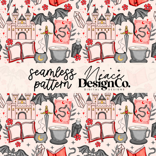 Romantasy Seamless Pattern Digital PNG