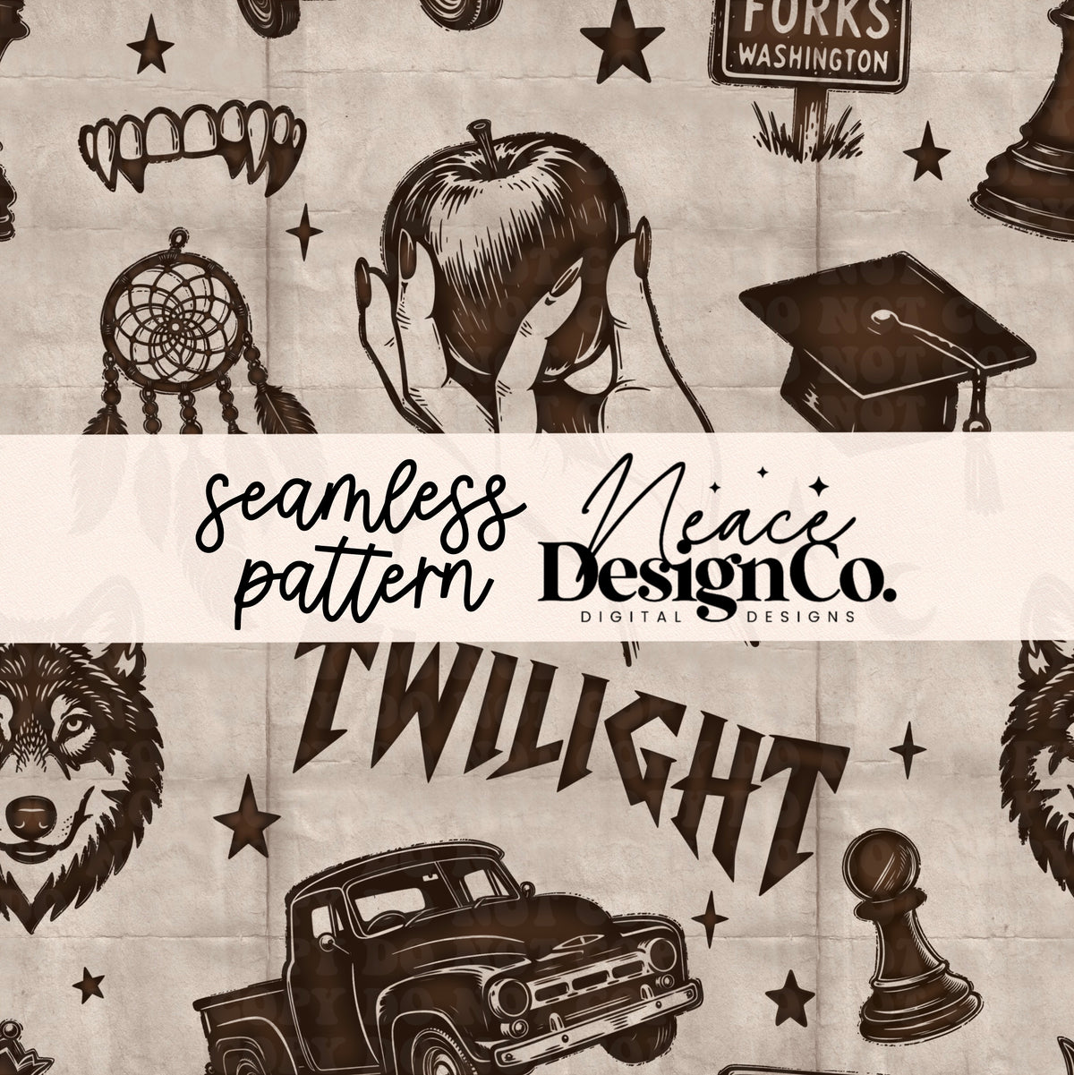 Twilight Brown Seamless Pattern Digital PNG