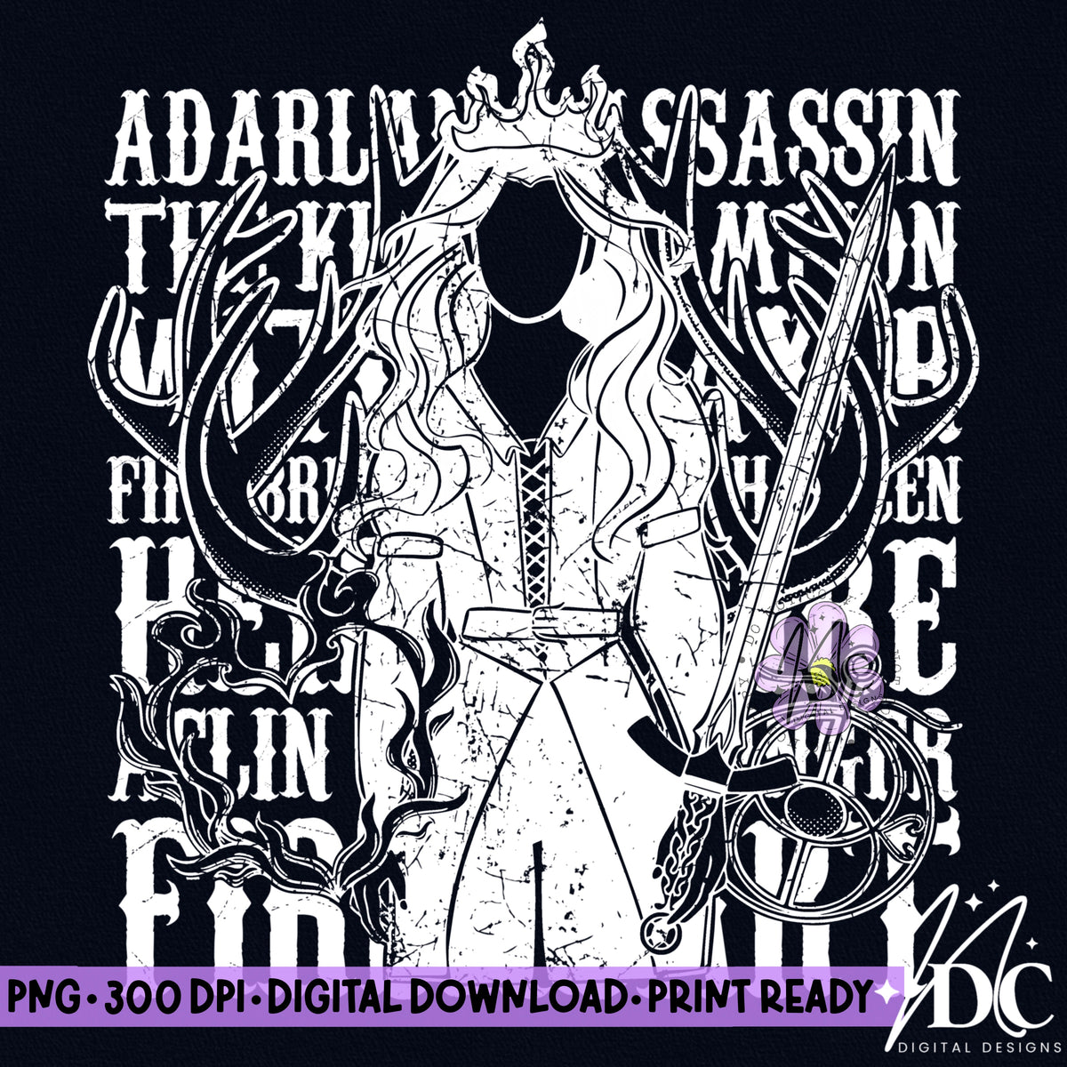TOG Aelin Fireheart Distressed Digital PNG