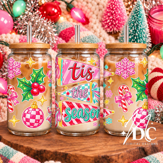 Tis the Season Retro Glass Can Wrap Digital PNG