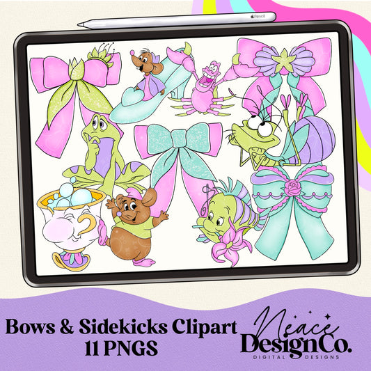 Pastel Sidekicks & Bows Digital Clip Art