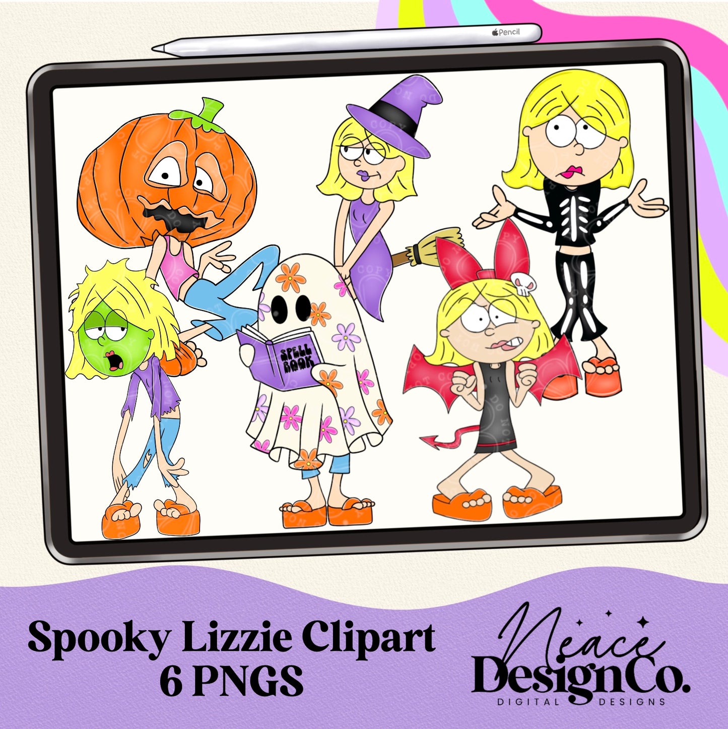 Spooky Lizzie Digital Clip Art