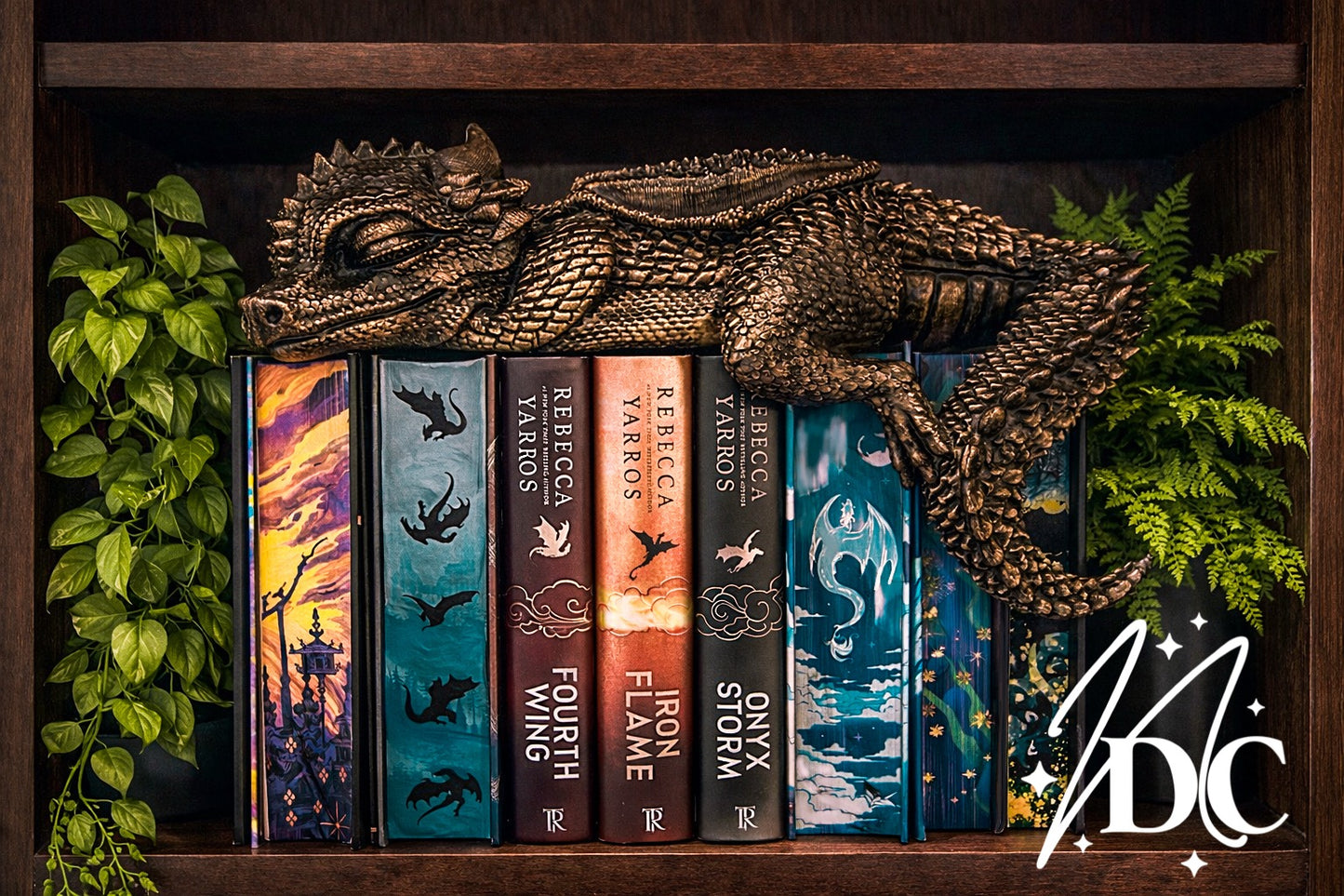 Sleeping Baby Dragon Bookshelf Decor