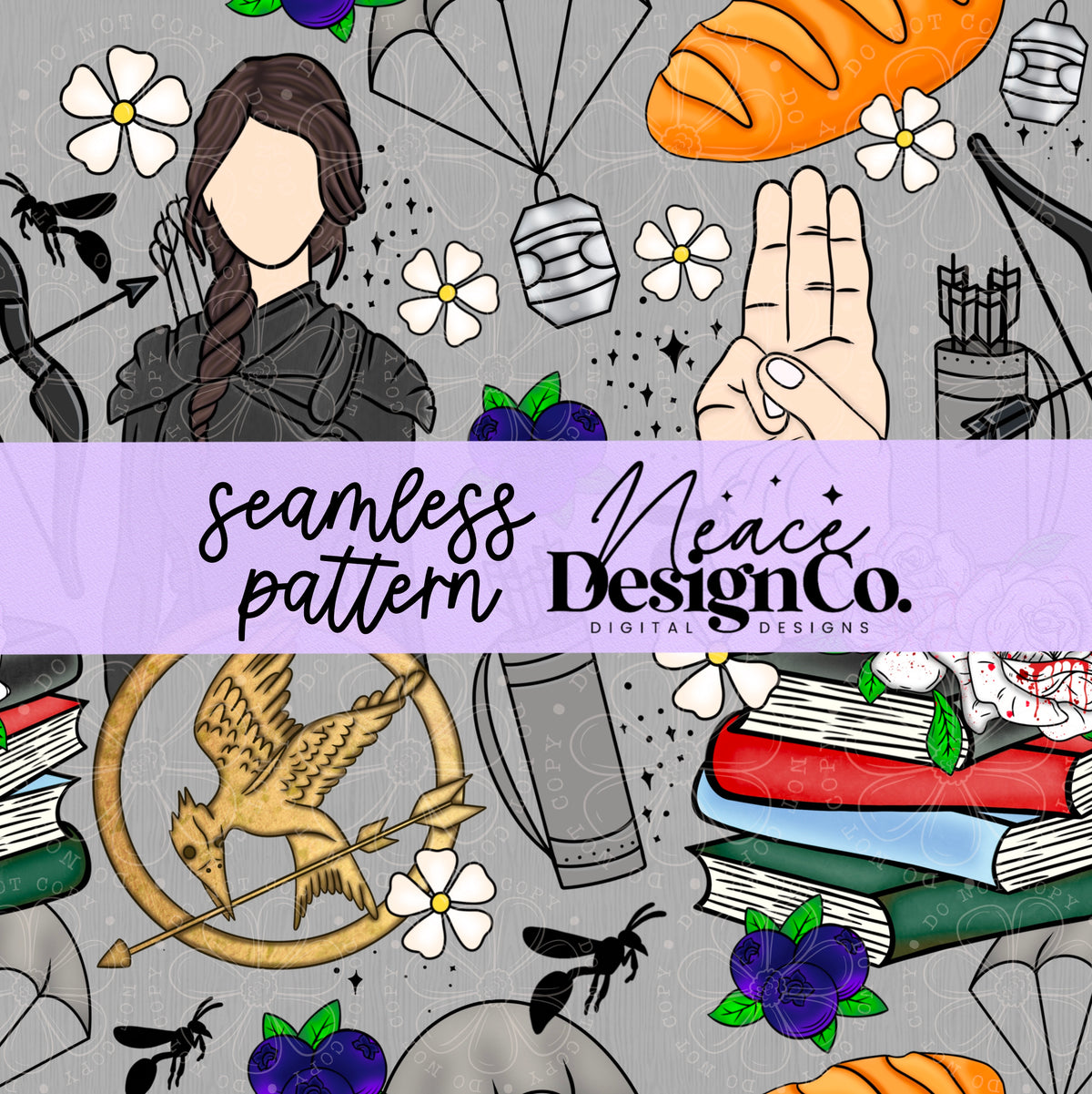 Patterns Hunger Hunger Games Seamless Pattern Digital PNG – Neace Design Co. Digital ...