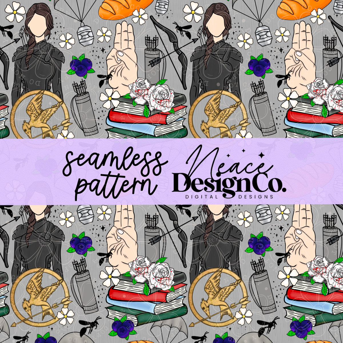 Patterns Hunger Hunger Games Seamless Pattern Digital PNG – Neace Design Co. Digital ...