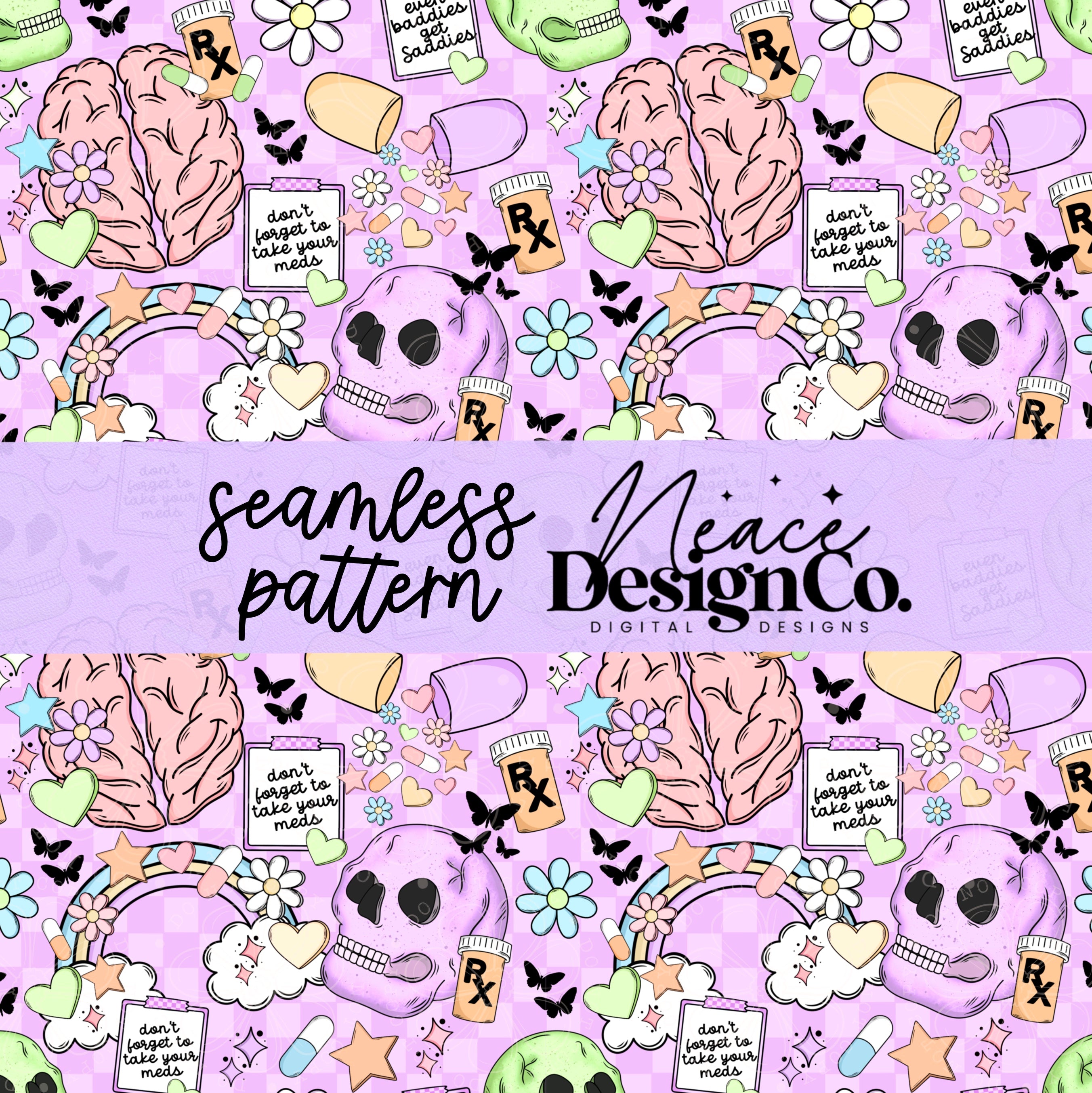 Even Baddies Get Saddies Seamless Pattern Digital PNG – Neace Design Co ...
