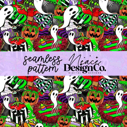 Halloween Sweets Mashup Seamless Digital PNG