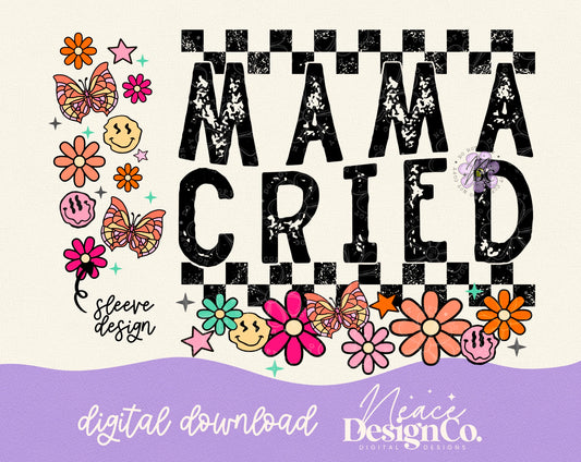 Mama Cried Floral Retro with Sleeve Digital PNG