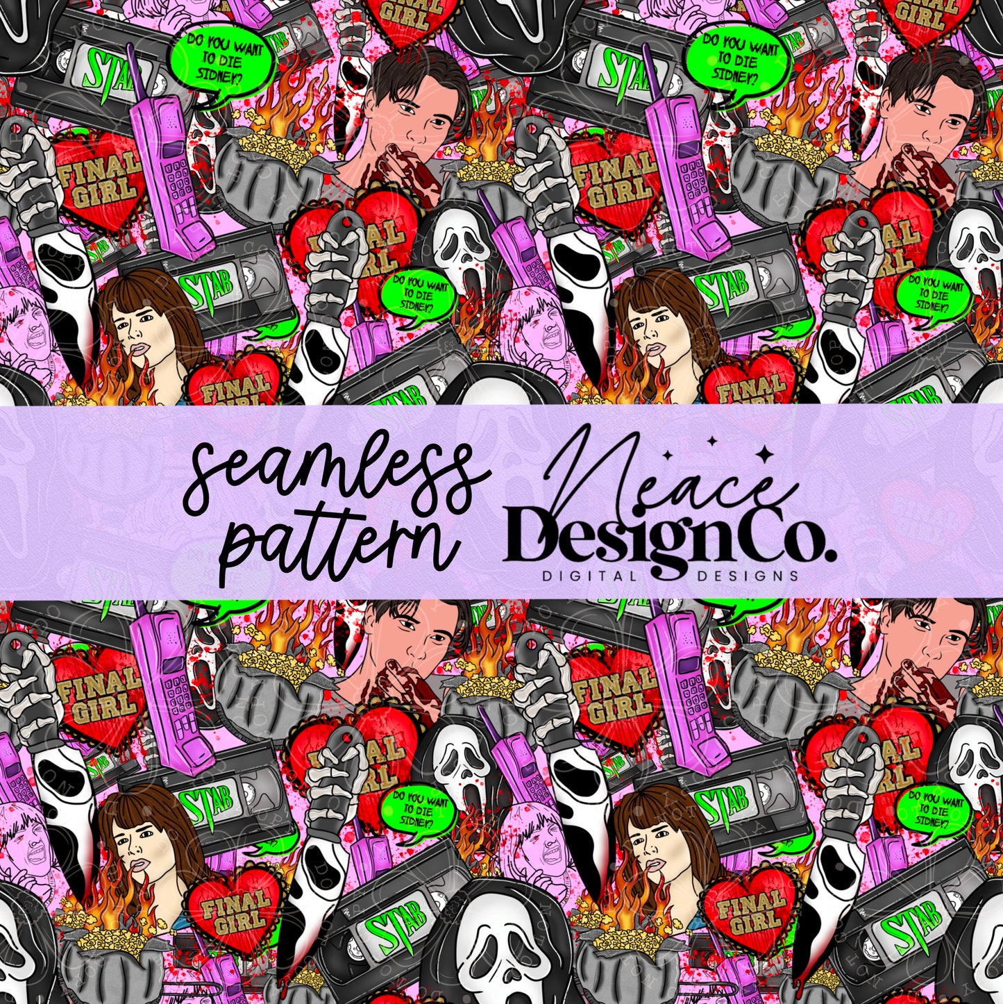 Scream Mashup Seamless Pattern Digital PNG – Neace Design Co. Digital ...