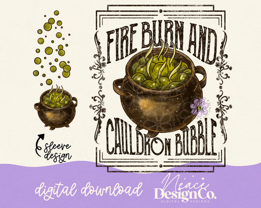 Fire Burn and Cauldron Bubble with Sleeve Digital PNG