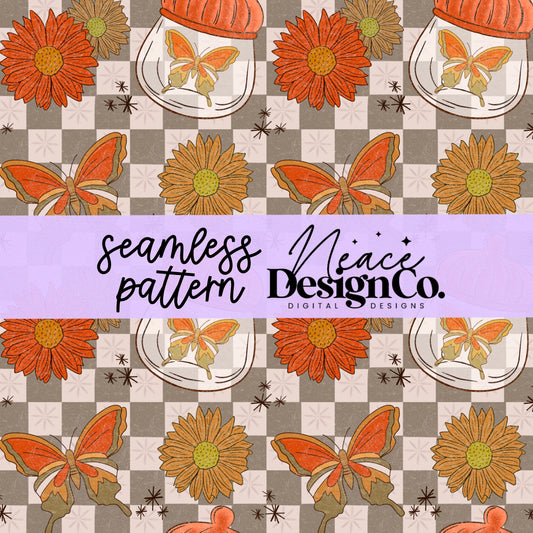 Fall Boho Butterflies Seamless Digital PNG