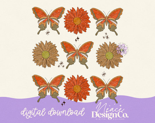 Fall Boho Butterfly Digital PNG
