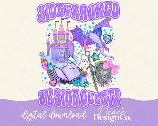 Sidetracked By Side Quests Digital PNG