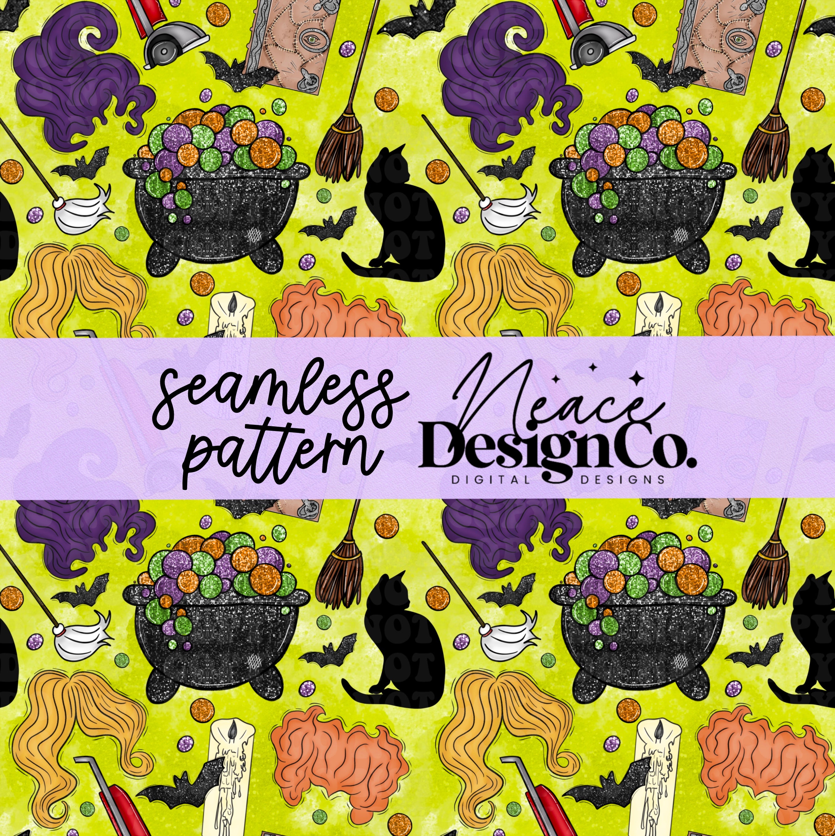 Bunch of Hocus Pocus Seamless Digital PNG – Neace Design Co. Digital ...