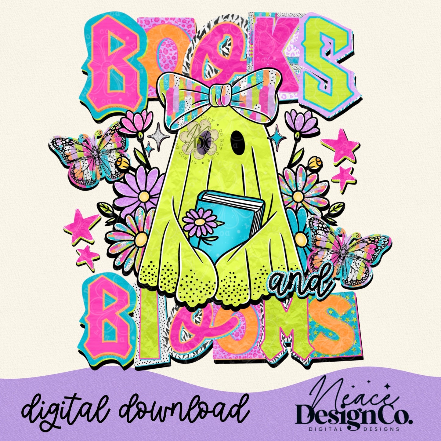 Books And Blooms Digital PNG