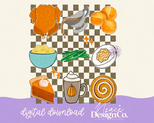 Thanksgiving Food Checkered PNG